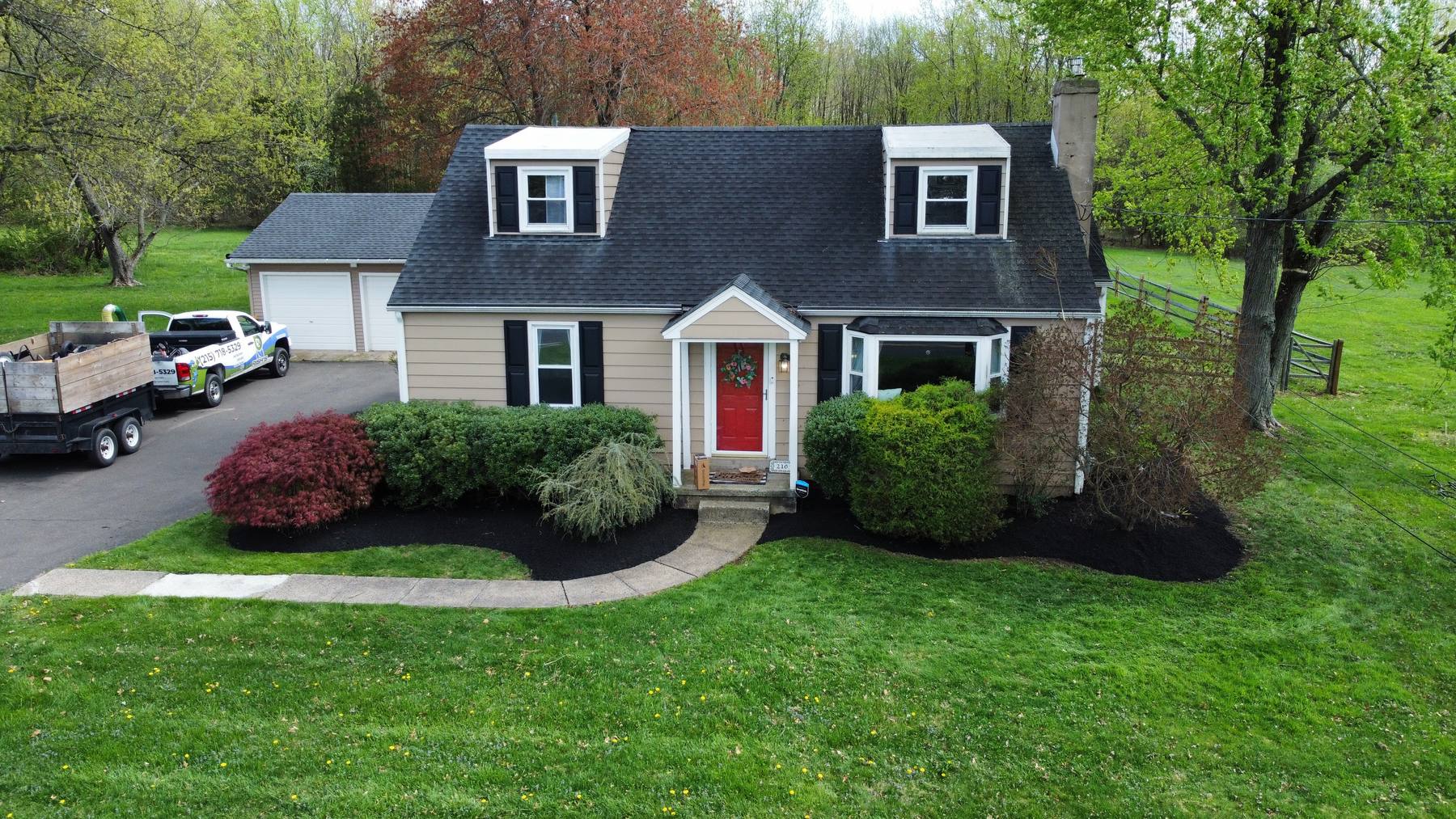 Fresh mulch installation completed for a Doylestown homeowner
